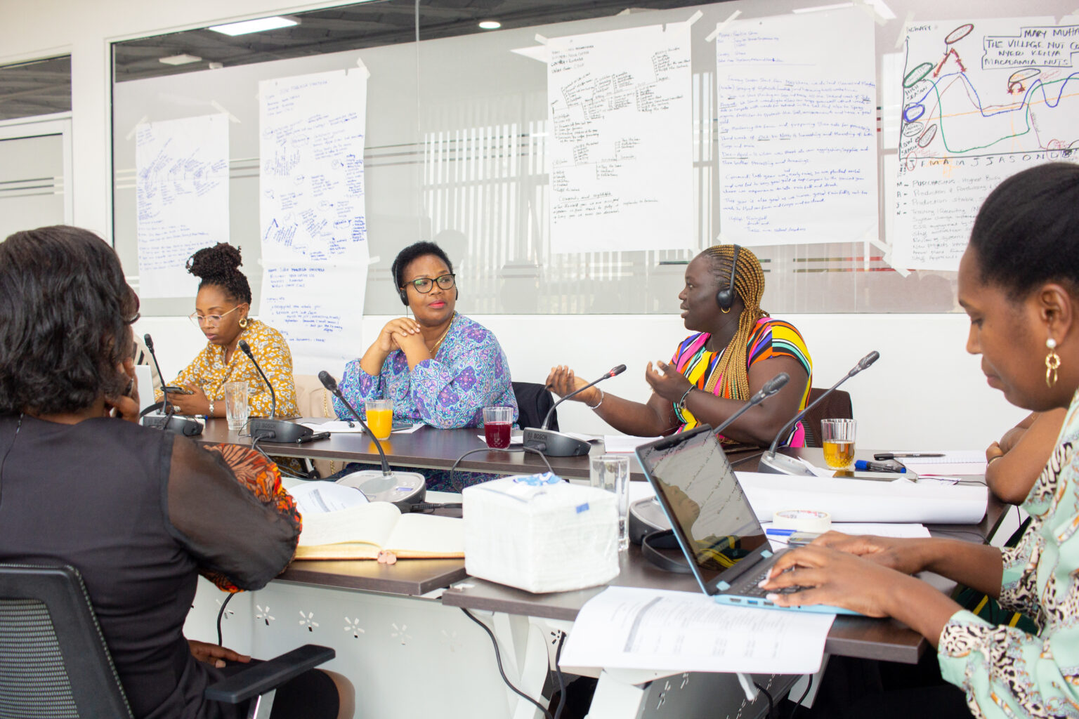 Marcelline Budza from Rebuild Women's Hope meets with other founders of the Women’s Council to discuss gender equity in agriculture. Credit: Root Capital