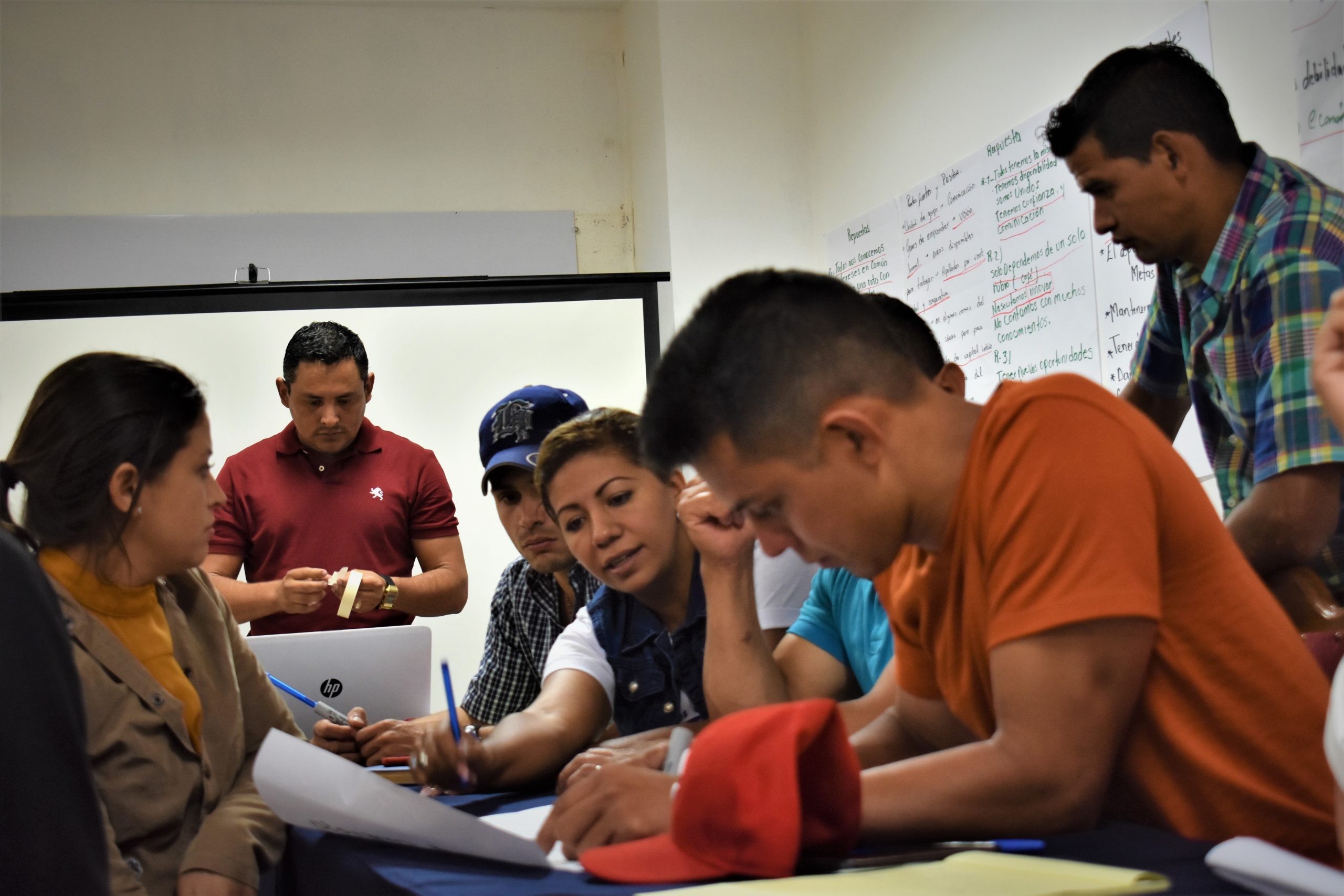 Photo of a Root Capital financial advisory training at an early-stage coffee business in Nicaragua. Our longstanding advising relationships with clients like these gave us a headstart when reorienting our lending in the region through SIINC. 